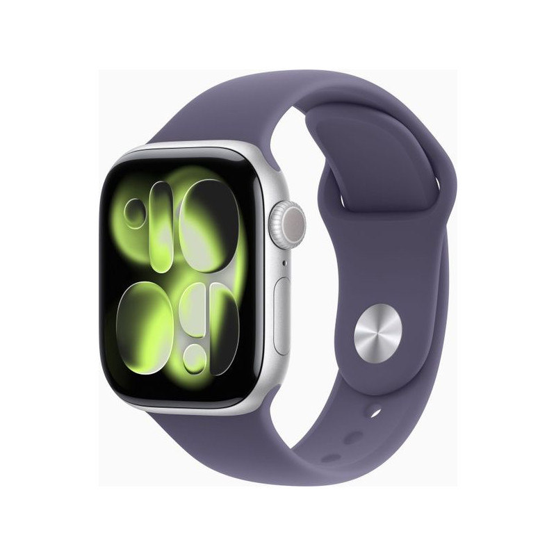 Apple Watch 11 42mm Aluminium Silver avec Purple Fog Sport Band S/M MEU64
